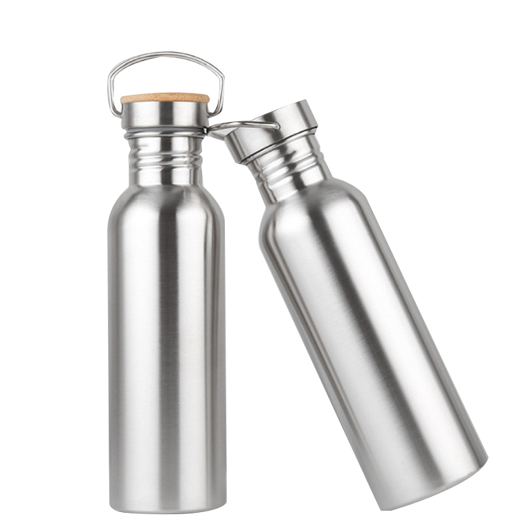 Custom Logo Easy Carry Thermal Stainless Steel Sport Water Bottle Bamboo Lid